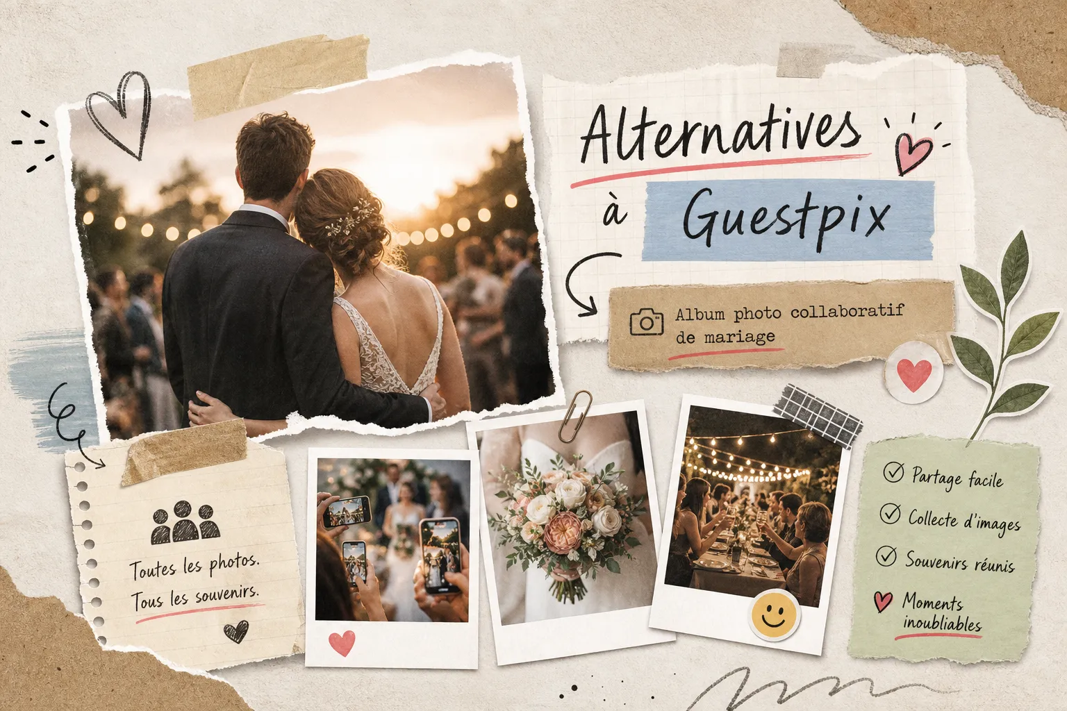 Illustration d’un album collaboratif de mariage et d’alternatives à Guestpix